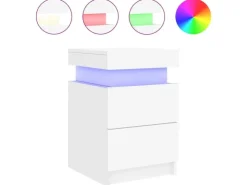 vidaXL Nachttische mit LED-Leuchten 2 Stk Weiß 35x39x55 cm* Tische