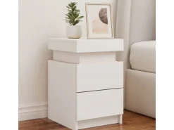 vidaXL Nachttische mit LED-Leuchten 2 Stk Weiß 35x39x55 cm* Tische