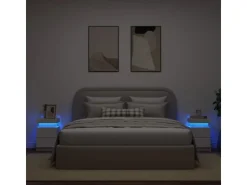 vidaXL Nachttische mit LED-Leuchten 2 Stk Weiß 35x39x55 cm* Tische