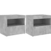 vidaXL Nachttische mit LED-Leuchten 2 Stk Betongrau 50x40x45 cm* Tische