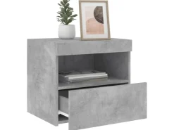 vidaXL Nachttische mit LED-Leuchten 2 Stk Betongrau 50x40x45 cm* Tische
