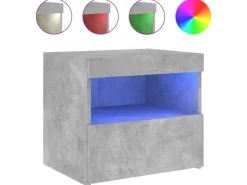vidaXL Nachttische mit LED-Leuchten 2 Stk Betongrau 50x40x45 cm* Tische