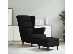 vidaXL Ohrensessel mit Hocker Schwarz Samt