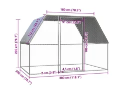 vidaXL Outdoor-Hühnerkäfig 3x2x2 m Verzinkter Stahl* Kleintierbedarf