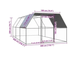 vidaXL Outdoor-Hühnerkäfig 3x6x2 m Verzinkter Stahl Modell 2* Kleintierbedarf