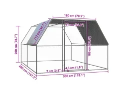 vidaXL Outdoor-Hühnerkäfig 3x4x2 m Verzinkter Stahl Modell 2* Kleintierbedarf