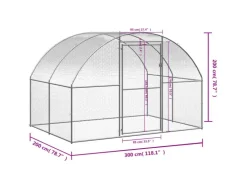 vidaXL Outdoor-Hühnerstall 3x2x2 m Verzinkter Stahl