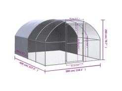 vidaXL Outdoor-Hühnerstall 3x4x2 m Verzinkter Stahl