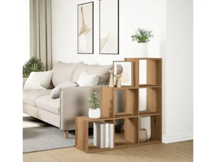 vidaXL Raumteiler-Bücherregal 3 Etagen Artisan-Eiche 99x29x99 cm 857966* Bücherregale
