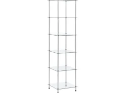 vidaXL Regal mit 6 Ablagen Transparent 40x40x160 cm Hartglas