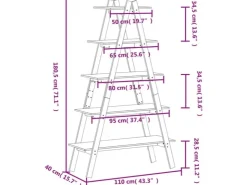 vidaXL Regal mit 5 Böden A-Form 110x40x180,5 cm Massivholz Kiefer