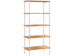 vidaXL Regal mit 5 Böden Weiß und Eiche-Optik 80x40x163 cm