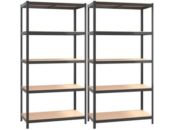 vidaXL Regale mit 5 Böden 2 Stk Stahl & Holzwerkstoff 152868