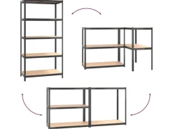 vidaXL Regale mit 5 Böden 2 Stk Stahl & Holzwerkstoff 152868