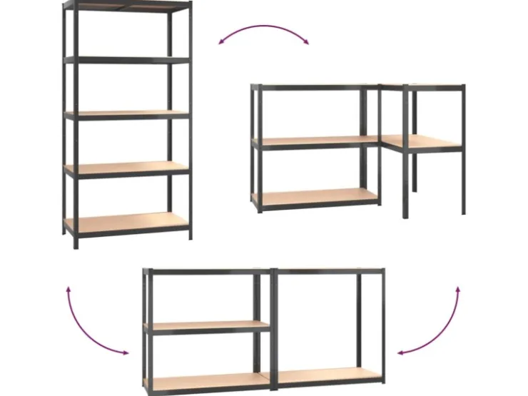 vidaXL Regale mit 5 Böden 2 Stk Stahl & Holzwerkstoff 152868