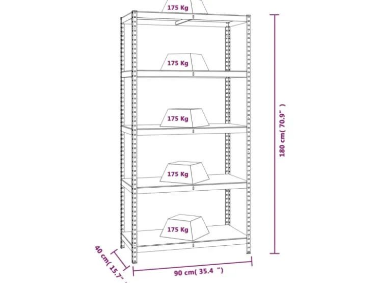 vidaXL Regale mit 5 Böden 2 Stk Stahl & Holzwerkstoff 152868
