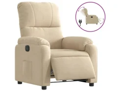 vidaXL Relaxsessel Elektrisch Creme Mikrofasergewebe Modell 4* Sessel
