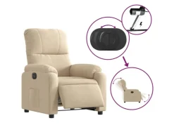 vidaXL Relaxsessel Elektrisch Creme Mikrofasergewebe Modell 4* Sessel