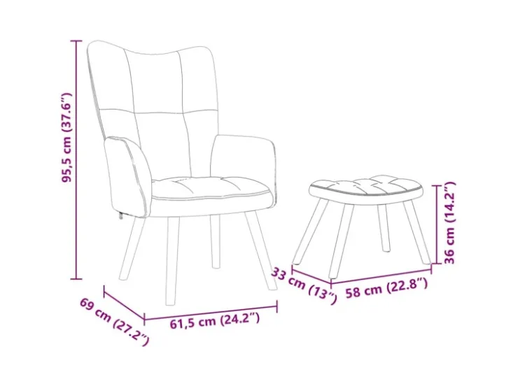 vidaXL Relaxsessel mit Fußhocker er Stoff 4016777* Sessel