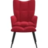 vidaXL Relaxsessel mit Hocker Weißrot Samt Modell 5* Sessel|Hocker