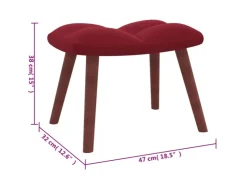 vidaXL Relaxsessel mit Hocker Weißrot Samt Modell 6