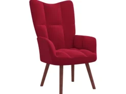 vidaXL Relaxsessel mit Hocker Weißrot Samt Modell 6