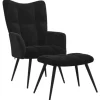 vidaXL Relaxsessel mit Hocker Schwarz Samt Modell 5* Sessel|Hocker