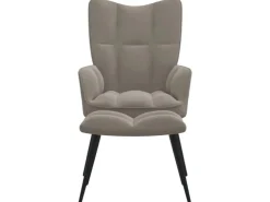 vidaXL Relaxsessel mit Hocker Hellgrau Samt Modell 5