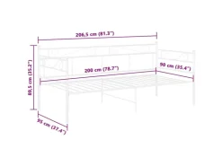 vidaXL Schlafsofa Bettgestell Weiß Metall 90x200 cm650976