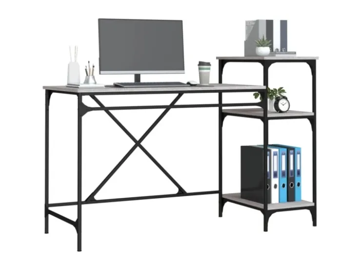 vidaXL Schreibtisch mit Regal Grau Sonoma 135x50x90 cm Holzwerkstoff 826712* Weitere Regale