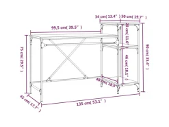 vidaXL Schreibtisch mit Regal Grau Sonoma 135x50x90 cm Holzwerkstoff 826712* Weitere Regale