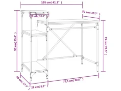 vidaXL Schreibtisch mit Regal 105x50x90cm Holzwerkstoff Eisen 826714