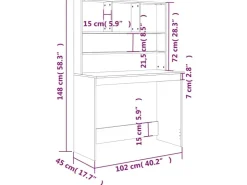 vidaXL Schreibtisch mit Regal 102x45x148 cm Holzwerkstoff 823001