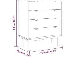 vidaXL Schubladenschrank OTTA 76,5x39,5x90 cm Massivholz* Sideboards|Kommode
