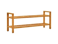vidaXL Schuhregal mit 2 Etagen 100x27x40 cm Massivholz Eiche 331748* Regale Massivholz