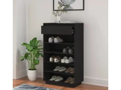 vidaXL Schuhregal 60x34x105 cm Massivholz Kiefer 813554* Regale Schwarz|Regale Massivholz