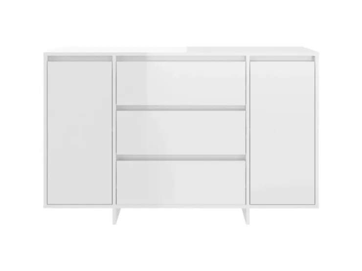 vidaXL Sideboard 3 Schubladen Hochglanz-Weiß 120x41x75cm Holzwerkstoff 809617