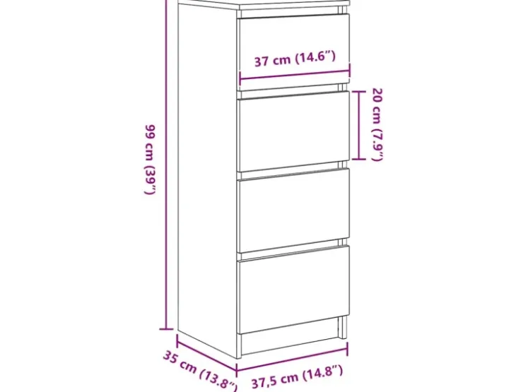 vidaXL Sideboard Artisan-Eiche 37,5x35x99 cm Holzwerkstoff 861705* Sideboards