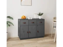 vidaXL Sideboard Grau 100x40x75 cm Massivholz Kiefer 820149* Sideboards
