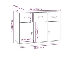 vidaXL Sideboard Grau 100x40x75 cm Massivholz Kiefer 820149* Sideboards