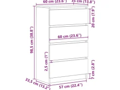 vidaXL Sideboard Hochglanz-Weiß 60x35x98,5 cm Holzwerkstoff 800537