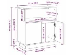 vidaXL Sideboard mit LED Schwarz Eichen-Optik 71 x 34,5 x 75 cm 869651* Kommode