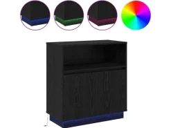 vidaXL Sideboard mit LED Schwarz Eichen-Optik 71 x 34,5 x 75 cm 869651* Kommode