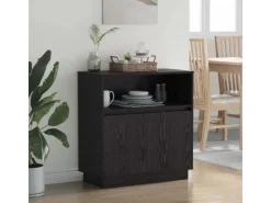 vidaXL Sideboard mit LED Schwarz Eichen-Optik 71 x 34,5 x 75 cm 869651* Kommode