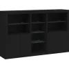 vidaXL Sideboard mit LED-Leuchten Schwarz 162x37x100 cm 3209171