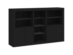 vidaXL Sideboard mit LED-Leuchten Schwarz 162x37x100 cm 3209171