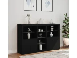 vidaXL Sideboard mit LED-Leuchten Schwarz 162x37x100 cm 3209171