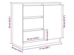vidaXL Sideboard mit Schublade Weiß 71x35x65 cm Holzwerkstoff 861571