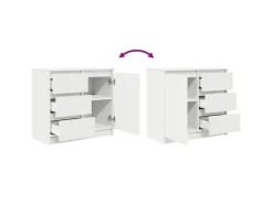 vidaXL Sideboard mit Schublade Weiß 71x35x65 cm Holzwerkstoff 861571