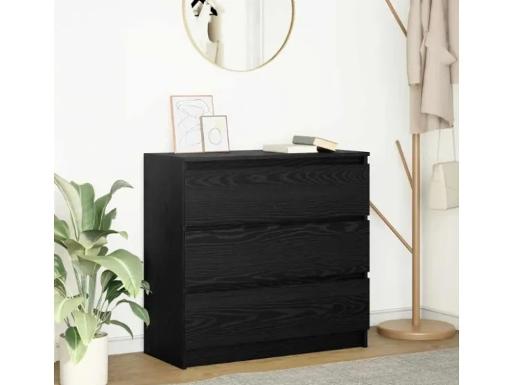 vidaXL Sideboard Schwarz Eichen-Optik 80x35x76 cm Holzwerkstoff 861734* Kommode